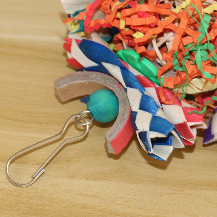 Transform Your Bird's Playtime with the Colorful Paper Tube Bird Cage Decorative Pendant Toy